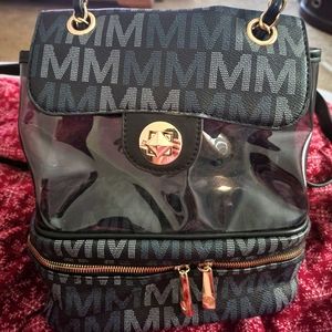 Brand New MKF Judith Backpack Chain Black Purse Backpack